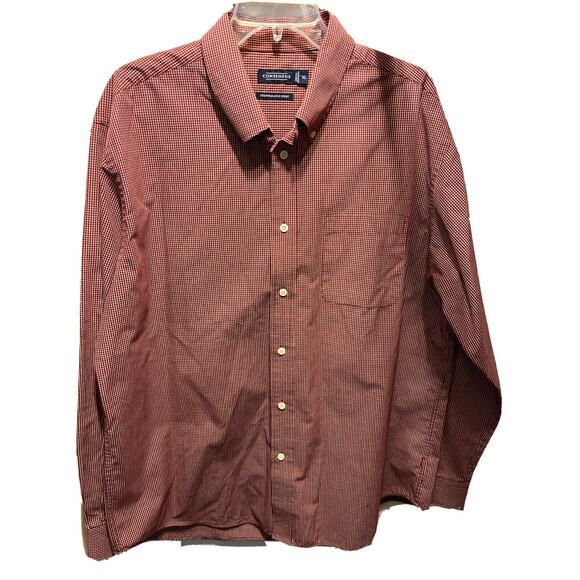 Consensus Men’s XL Red Check Long Sleeve Button Down Polyester Blend Shirt - Picture 1 of 14